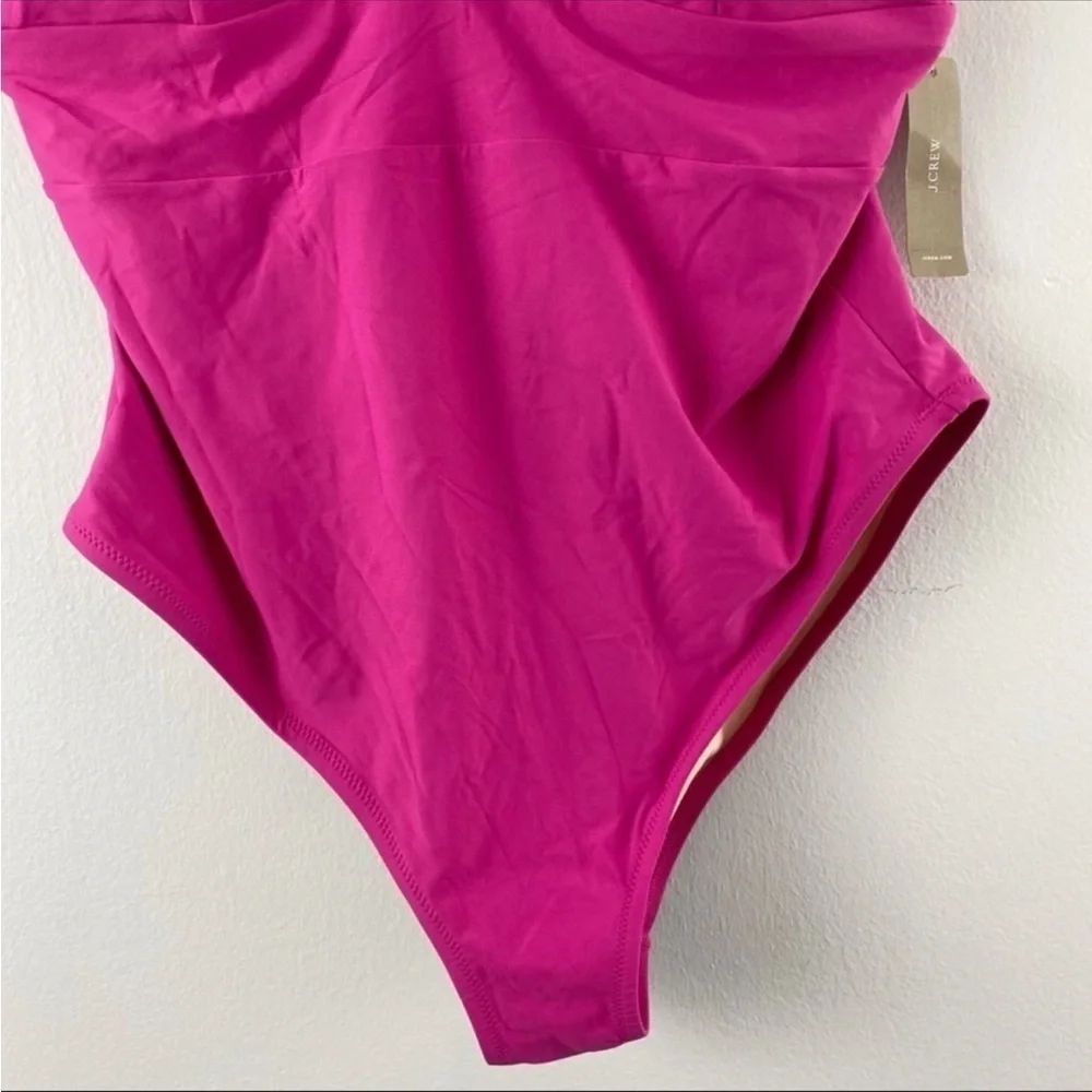 J.Crew Deep V-Neck French One Piece Swimsuit Hot Pink